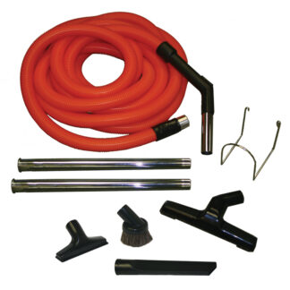 Central vacuum kit garage 30 ft orange hose and black tools