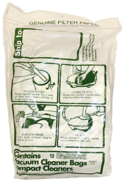 Compact Vacuum Dust Bags 12 Pack By Envirocare