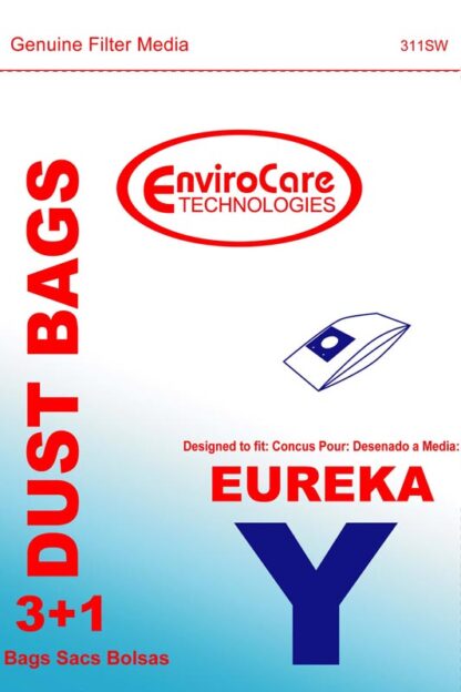 Eureka Style Y Excalibur Vacuum Bags 3 Pack Plus 1 Filter By EnviroCare