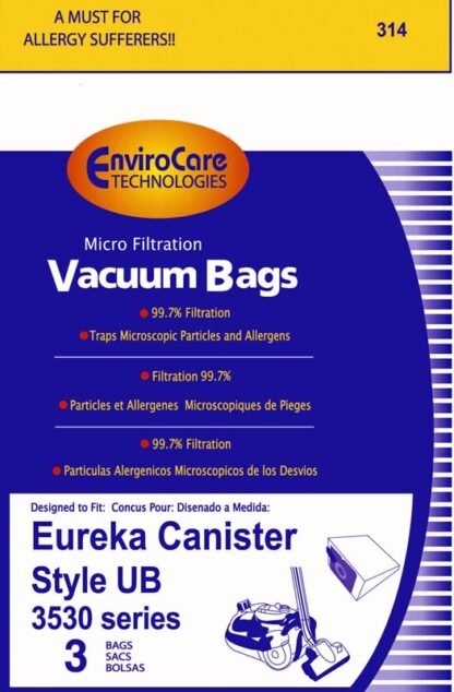 Eureka UB Vacuum Bags Micro Filtration By EnviroCare