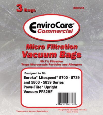 Eureka vacuum replacement paper bag:(   litespeed 57/ 58 series env 3pk
