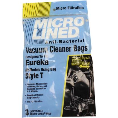 Eureka vacuum replacement paper bag:(     style t   micro-lined dvc 3/p