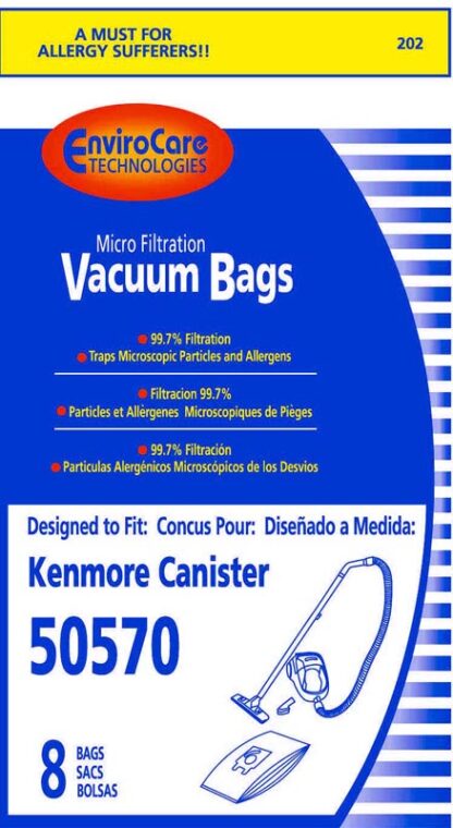 Kenmore Canister 50570 Micro Filtration Vacuum Bag 8 Pack Envirocare