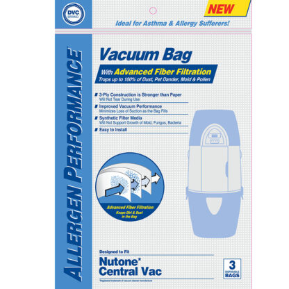 NUTONE CENTRAL VAC SYNTHETIC VACUUM BAGS 3 PACK