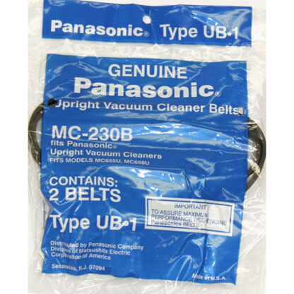 Panasonic Type Ub1 Flat Vacuum Belts 2pk MC230B