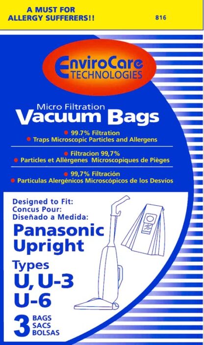 Pansonic Vacuum Replacement Type U6 Micro-Filtration Paper Bag 3pk