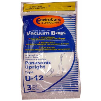 Panasonic Replacement Type U-12 Vacuum Bags 3 Pack