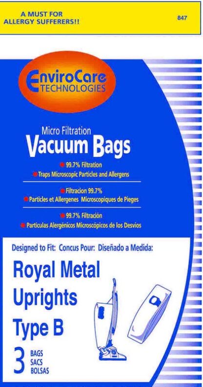 Royal Type B Micro-filtration Vacuum Bags By Envirocare 3pk 847