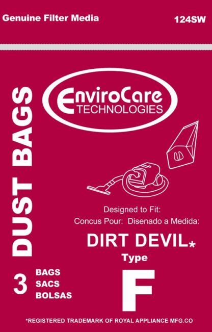 Dirt Devil Type F Vacuum Bags 3 Pack By EnviroCare