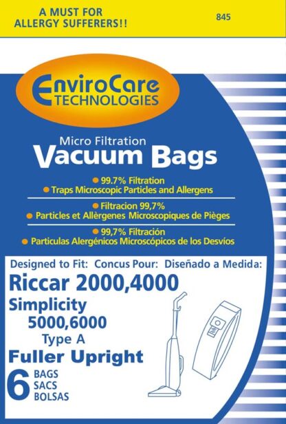 Riccar Replacement Type 4000 Vacuum Bags 6 Pack
