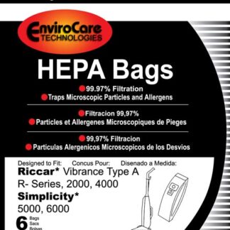 Riccar 2000 Hepa Vacuum Bags 6 Pack by EnviroCare