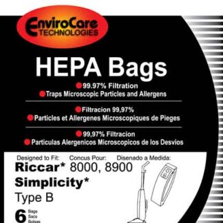 Riccar 8000 Hepa Vacuum Bags 6 Pack by EnviroCare