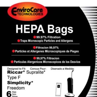 Simplicity Freedom Hepa Vacuum Bags 6 Pack by EnviroCare