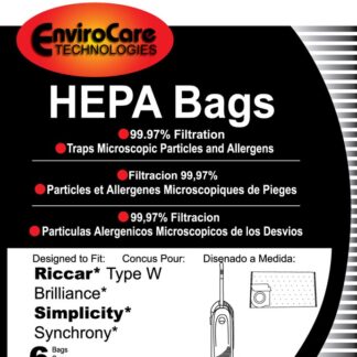 Riccar Brilliance Type W Hepa Vacuum Bags 6 Pack by EnviroCare