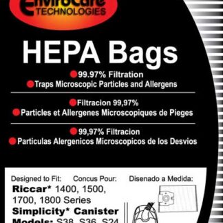 Simplicity S38 Canister Models Hepa Vacuum Bags 6 Pack by EnviroCare