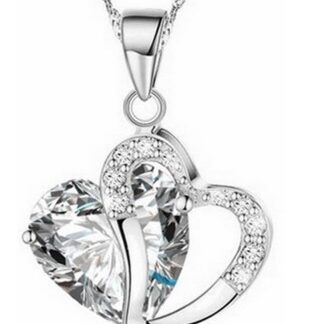 Women's Big Heart Zircon Pendent Chain Necklace|Women's Zircon Big Heart Pendent Chain Necklace|