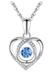 Women's Blue Heart to Heart Zircon Pendent Chain Choker Necklace